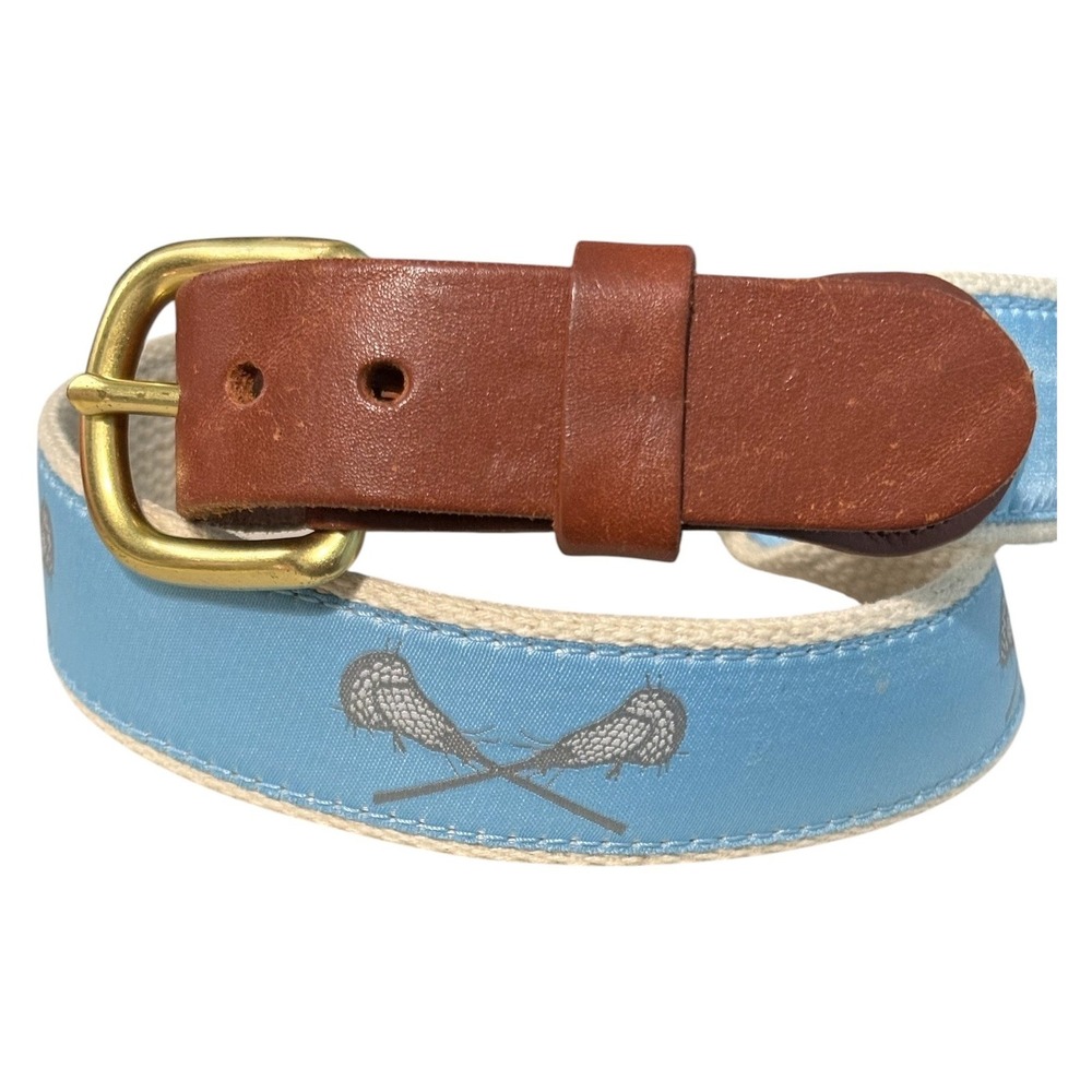 Lacrosse Belt Kids 28 Leather Man LTD Blue Canvas Leather Preppy